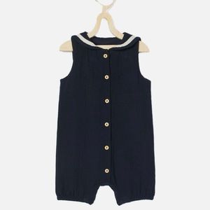 H&M Organic Cotton Navy Blue Sailor Style Toddler boy Romper outfit Size 2T